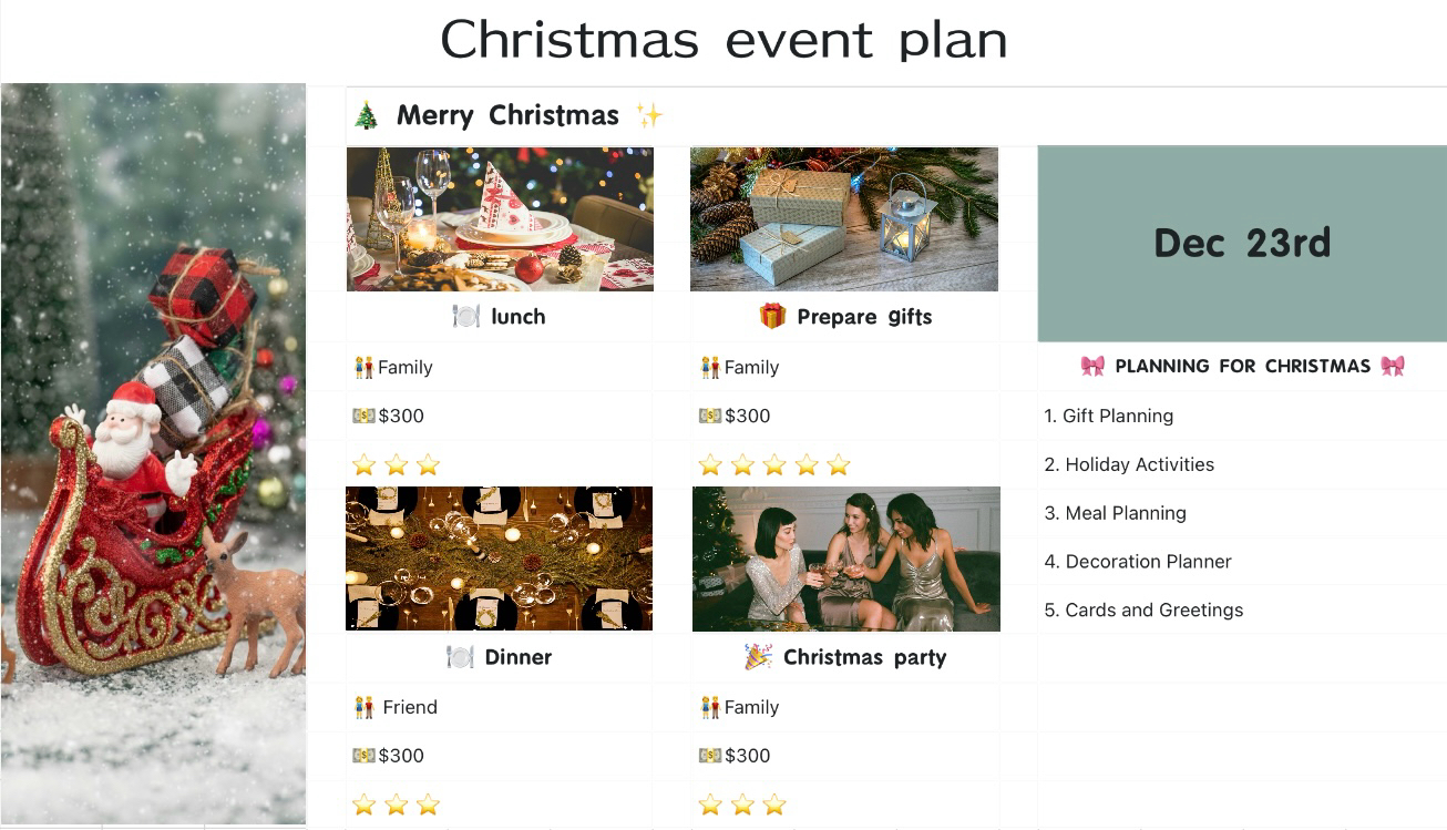 Christmas event plan